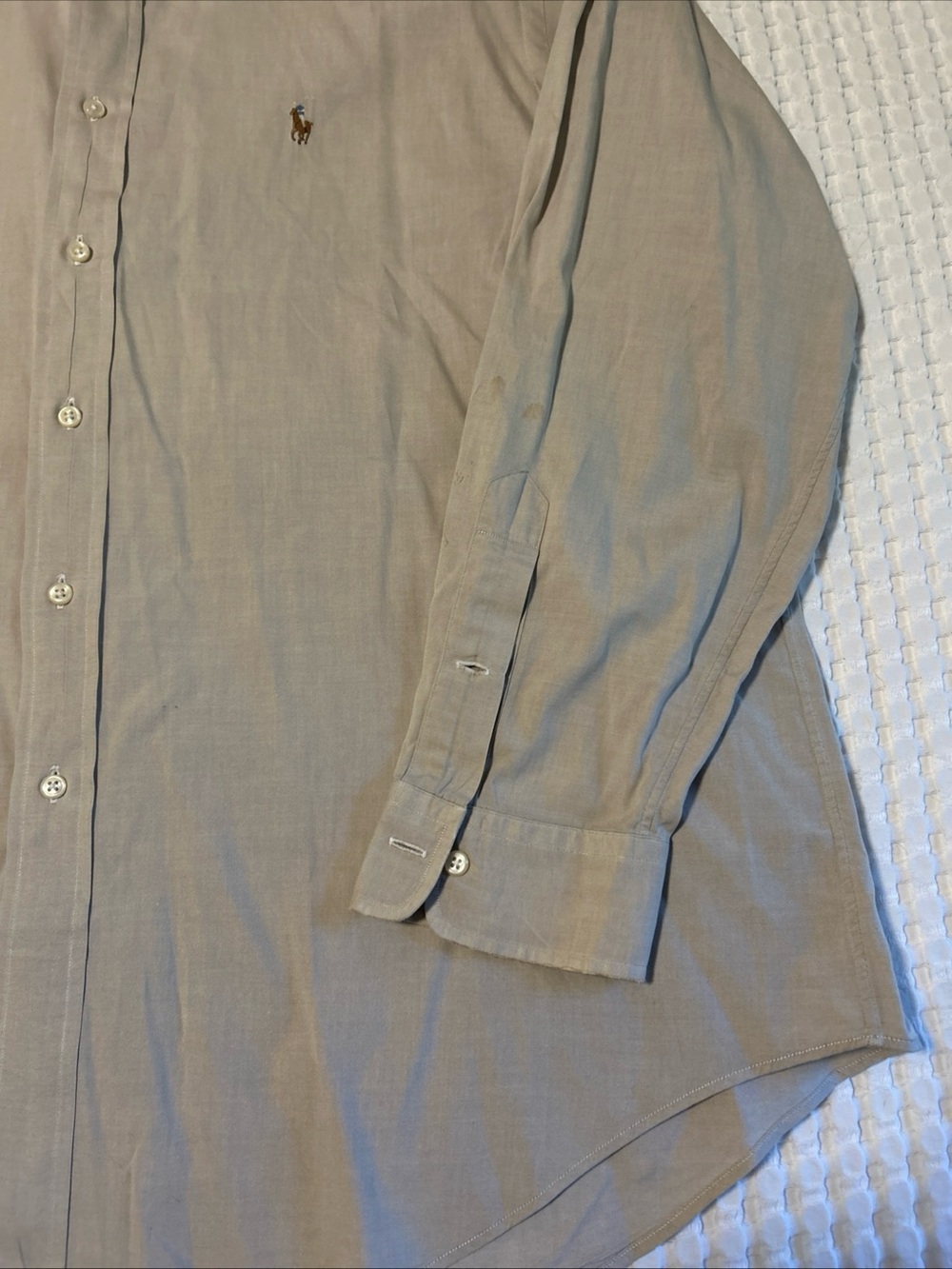 Ralph Lauren Yarmouth Button Down Oxford Shirt 100% Cotton 17 34/35 Sand Color - Picture 5 of 7